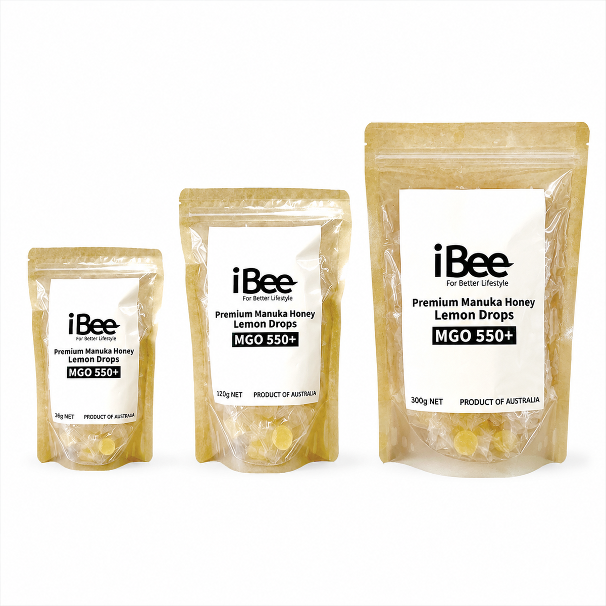 iBEE Premium Manuka Honey Lemon Drops 36g, 120g, 300g
