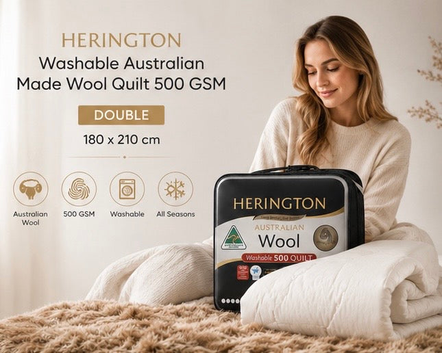 Herington Premium Washable Australian Made Wool Quilt 500 GSM