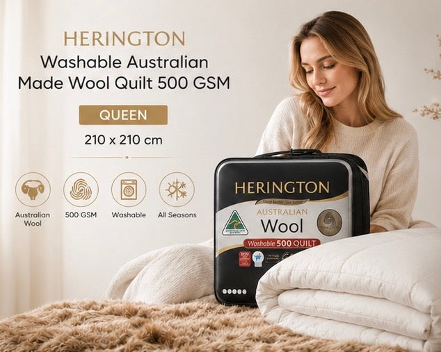Herington Premium Washable Australian Made Wool Quilt 500 GSM