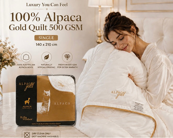 Kelly & Windsor 100% Alpaca Gold Quilt 500 GSM