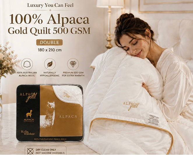Kelly & Windsor 100% Alpaca Gold Quilt 500 GSM