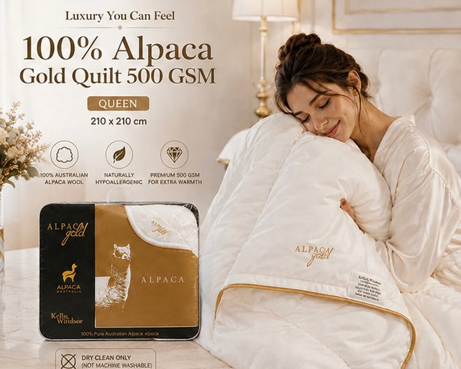 Kelly & Windsor 100% Alpaca Gold Quilt 500 GSM
