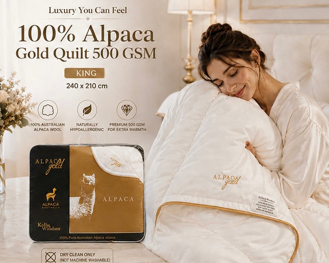 Kelly & Windsor 100% Alpaca Gold Quilt 500 GSM