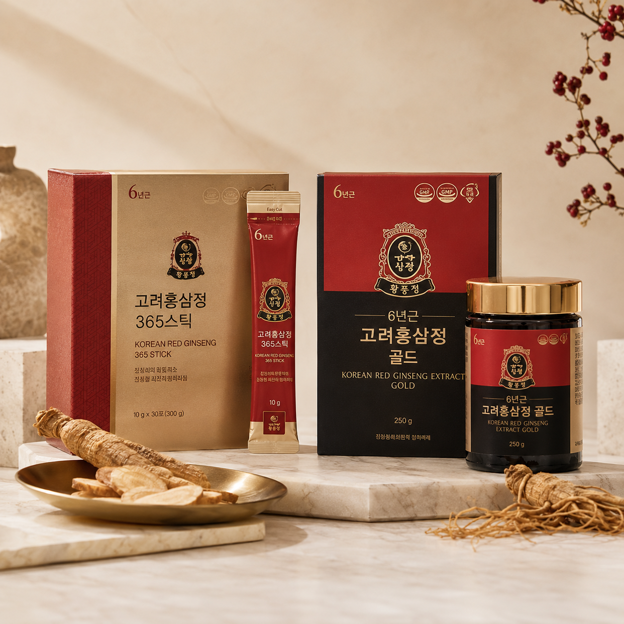 6-Year-Old Korean Red Ginseng   365 Stick Gold
